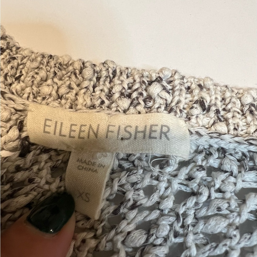 Eileen Fisher Gray Chunky Crochet Sweater XS Winter - Picture 2 of 8